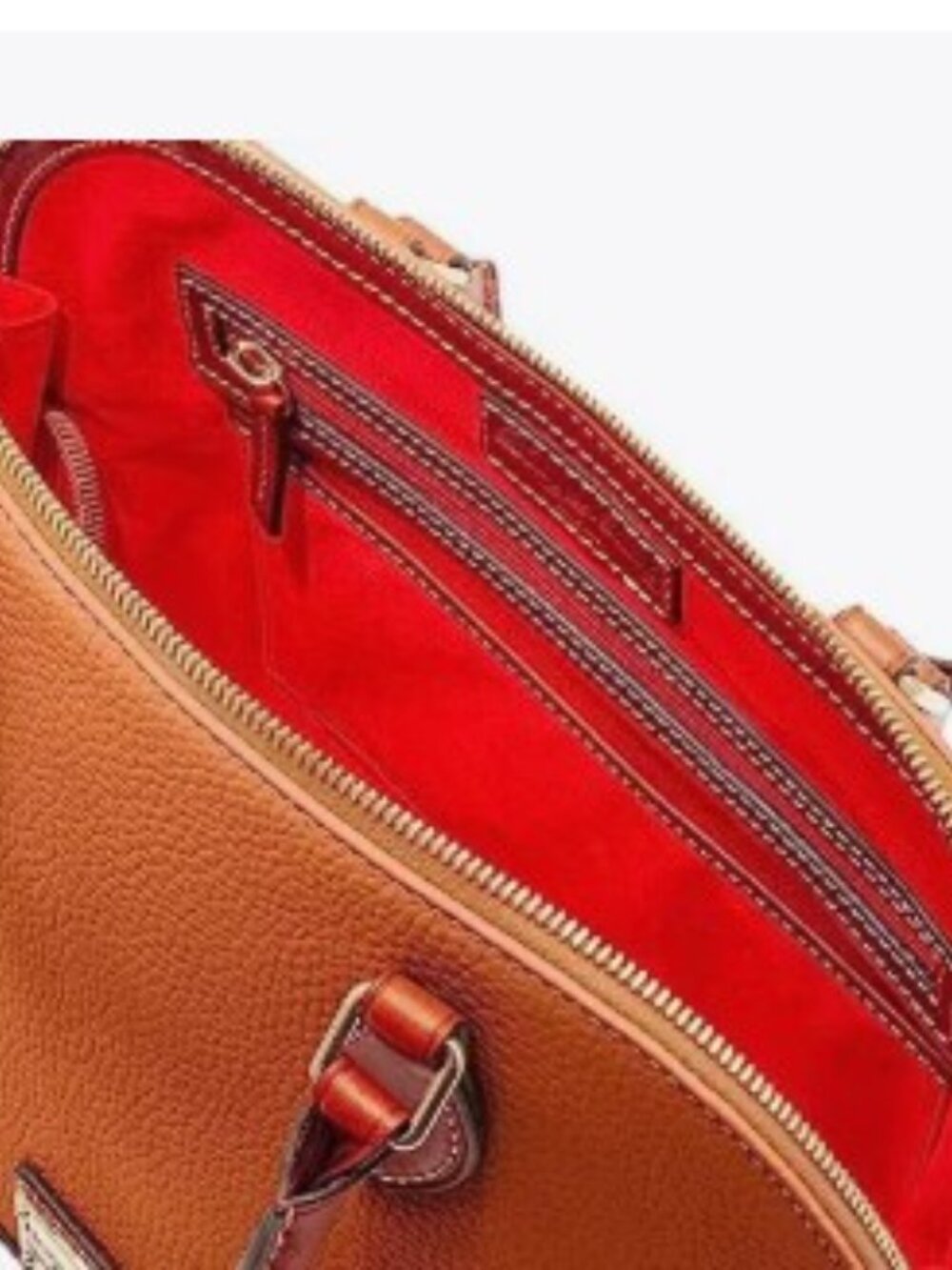 New Dooney & Bourke Pebble Grain Zip Satchel - Caramel - Picture 2 of 3